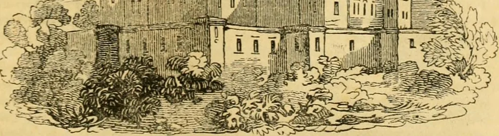 An illustration from An encyclopædia of cottage, farm, and villa architecture and furniture : containing numerous designs for dwellings from the cottage to the villa including farm houses, farmeries, and other agricultural buildings, several designs for country inns, public houses, and parochial schools, with the requisite fittings-up fixtures and furniture ; and appropriate offices, gardens and garden scenery ; each design accompanied by analytical and critical marks illustrative of the principles of archtiectural science and taste on whihc it is composed, 1836, leaf 798
