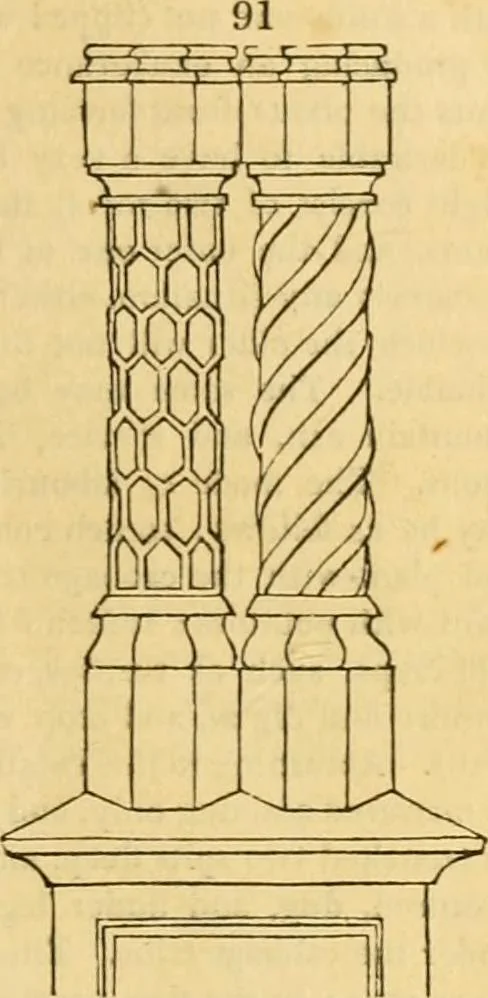 An illustration from An encyclopædia of cottage, farm, and villa architecture and furniture : containing numerous designs for dwellings from the cottage to the villa including farm houses, farmeries, and other agricultural buildings, several designs for country inns, public houses, and parochial schools, with the requisite fittings-up fixtures and furniture ; and appropriate offices, gardens and garden scenery ; each design accompanied by analytical and critical marks illustrative of the principles of archtiectural science and taste on whihc it is composed, 1836, leaf 80