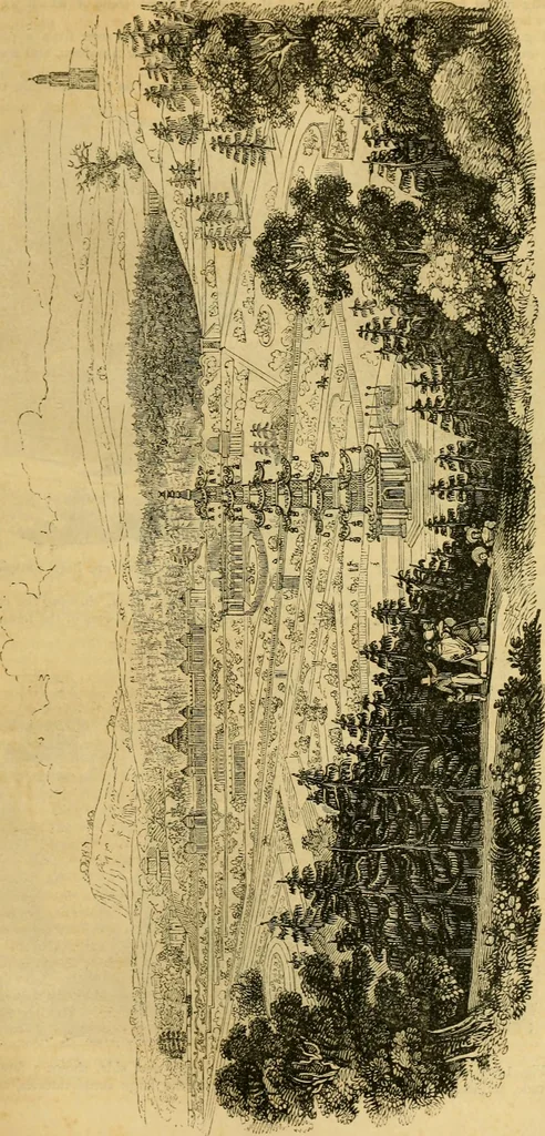 An illustration from An encyclopædia of cottage, farm, and villa architecture and furniture : containing numerous designs for dwellings from the cottage to the villa including farm houses, farmeries, and other agricultural buildings, several designs for country inns, public houses, and parochial schools, with the requisite fittings-up fixtures and furniture ; and appropriate offices, gardens and garden scenery ; each design accompanied by analytical and critical marks illustrative of the principles of archtiectural science and taste on whihc it is composed, 1836, leaf 808