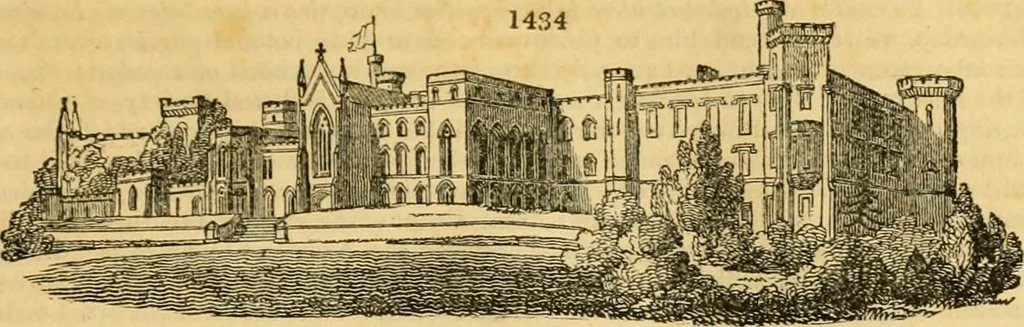 An illustration from An encyclopædia of cottage, farm, and villa architecture and furniture : containing numerous designs for dwellings from the cottage to the villa including farm houses, farmeries, and other agricultural buildings, several designs for country inns, public houses, and parochial schools, with the requisite fittings-up fixtures and furniture ; and appropriate offices, gardens and garden scenery ; each design accompanied by analytical and critical marks illustrative of the principles of archtiectural science and taste on whihc it is composed, 1836, leaf 812