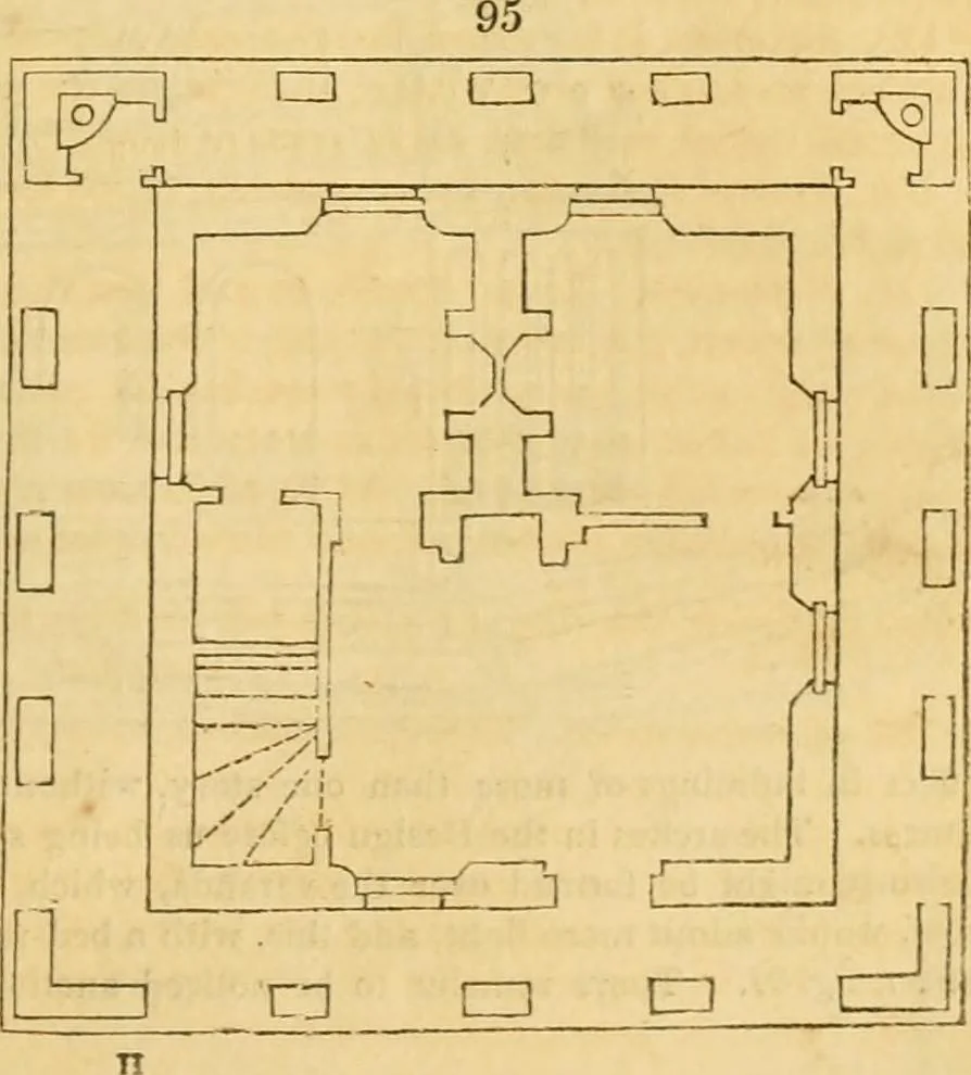 An illustration from An encyclopædia of cottage, farm, and villa architecture and furniture : containing numerous designs for dwellings from the cottage to the villa including farm houses, farmeries, and other agricultural buildings, several designs for country inns, public houses, and parochial schools, with the requisite fittings-up fixtures and furniture ; and appropriate offices, gardens and garden scenery ; each design accompanied by analytical and critical marks illustrative of the principles of archtiectural science and taste on whihc it is composed, 1836, leaf 82