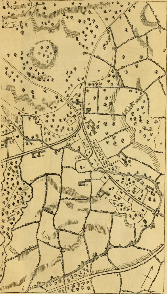 An illustration from An encyclopædia of cottage, farm, and villa architecture and furniture : containing numerous designs for dwellings from the cottage to the villa including farm houses, farmeries, and other agricultural buildings, several designs for country inns, public houses, and parochial schools, with the requisite fittings-up fixtures and furniture ; and appropriate offices, gardens and garden scenery ; each design accompanied by analytical and critical marks illustrative of the principles of archtiectural science and taste on whihc it is composed, 1836, leaf 838