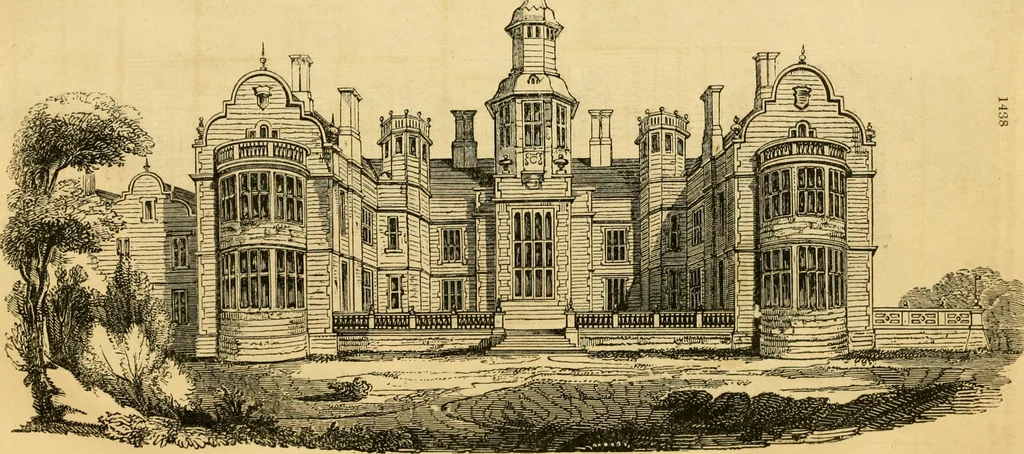 An illustration from An encyclopædia of cottage, farm, and villa architecture and furniture : containing numerous designs for dwellings from the cottage to the villa including farm houses, farmeries, and other agricultural buildings, several designs for country inns, public houses, and parochial schools, with the requisite fittings-up fixtures and furniture ; and appropriate offices, gardens and garden scenery ; each design accompanied by analytical and critical marks illustrative of the principles of archtiectural science and taste on whihc it is composed, 1836, leaf 841