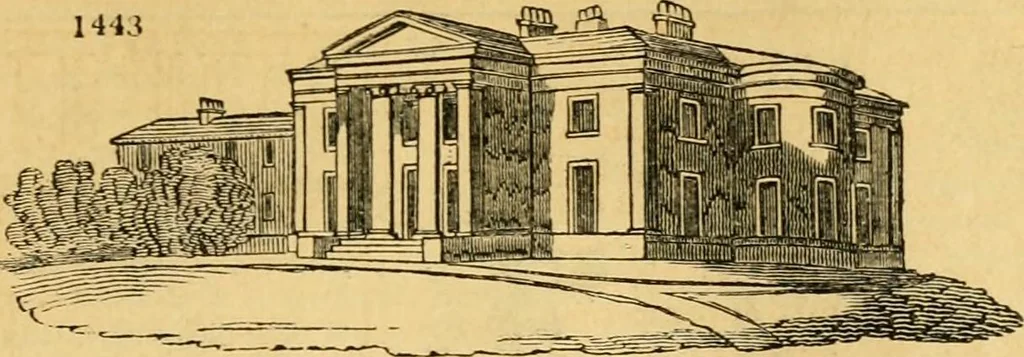 An illustration from An encyclopædia of cottage, farm, and villa architecture and furniture : containing numerous designs for dwellings from the cottage to the villa including farm houses, farmeries, and other agricultural buildings, several designs for country inns, public houses, and parochial schools, with the requisite fittings-up fixtures and furniture ; and appropriate offices, gardens and garden scenery ; each design accompanied by analytical and critical marks illustrative of the principles of archtiectural science and taste on whihc it is composed, 1836, leaf 846