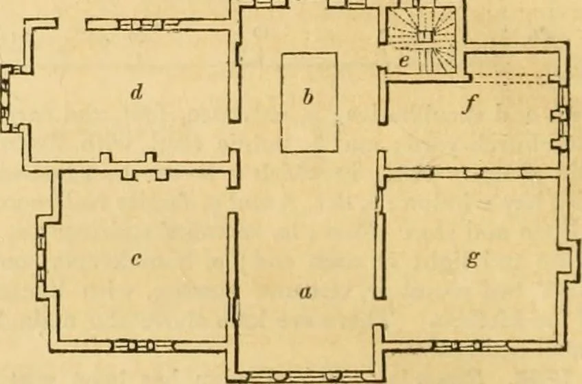 An illustration from An encyclopædia of cottage, farm, and villa architecture and furniture : containing numerous designs for dwellings from the cottage to the villa including farm houses, farmeries, and other agricultural buildings, several designs for country inns, public houses, and parochial schools, with the requisite fittings-up fixtures and furniture ; and appropriate offices, gardens and garden scenery ; each design accompanied by analytical and critical marks illustrative of the principles of archtiectural science and taste on whihc it is composed, 1836, leaf 867
