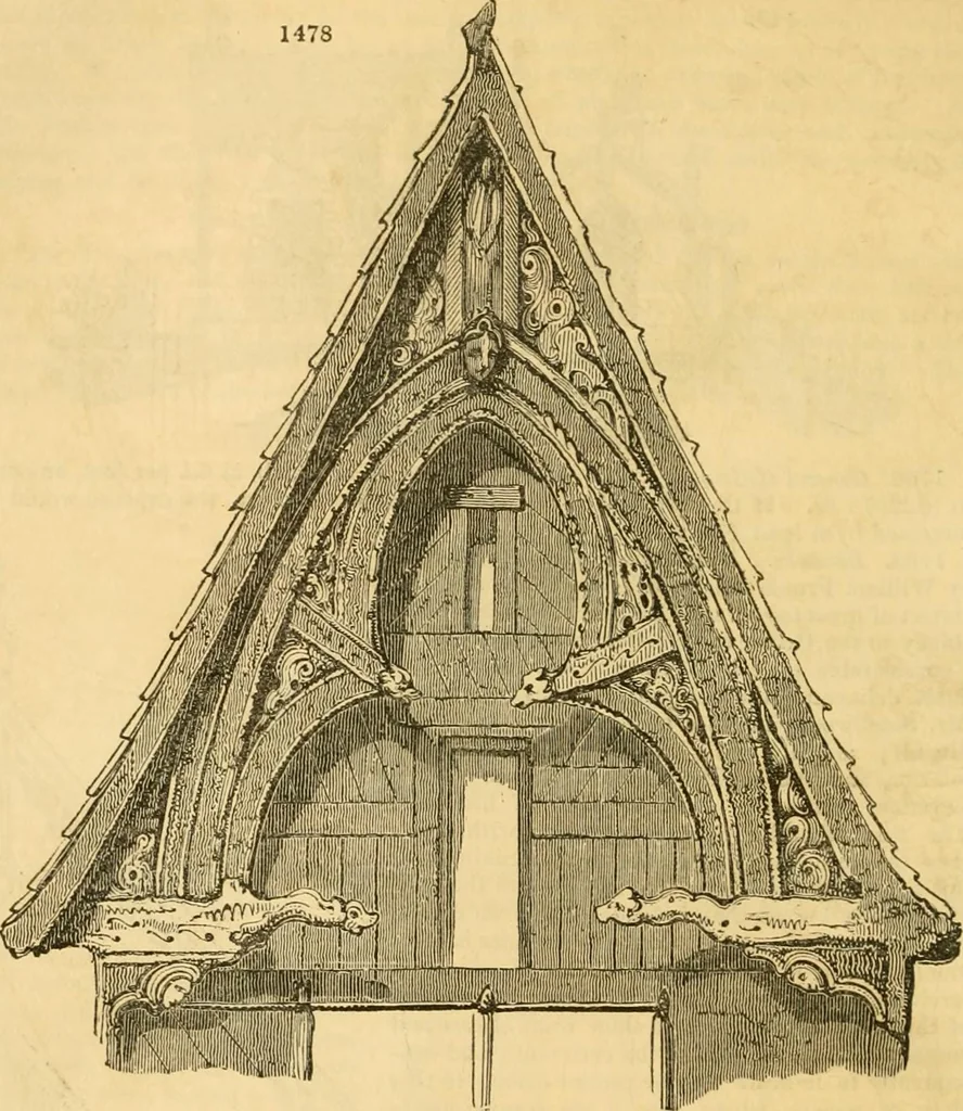 An illustration from An encyclopædia of cottage, farm, and villa architecture and furniture : containing numerous designs for dwellings from the cottage to the villa including farm houses, farmeries, and other agricultural buildings, several designs for country inns, public houses, and parochial schools, with the requisite fittings-up fixtures and furniture ; and appropriate offices, gardens and garden scenery ; each design accompanied by analytical and critical marks illustrative of the principles of archtiectural science and taste on whihc it is composed, 1836, leaf 869