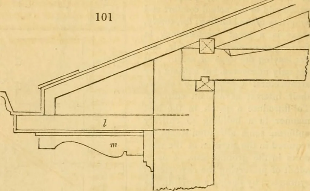 An illustration from An encyclopædia of cottage, farm, and villa architecture and furniture : containing numerous designs for dwellings from the cottage to the villa including farm houses, farmeries, and other agricultural buildings, several designs for country inns, public houses, and parochial schools, with the requisite fittings-up fixtures and furniture ; and appropriate offices, gardens and garden scenery ; each design accompanied by analytical and critical marks illustrative of the principles of archtiectural science and taste on whihc it is composed, 1836, leaf 87
