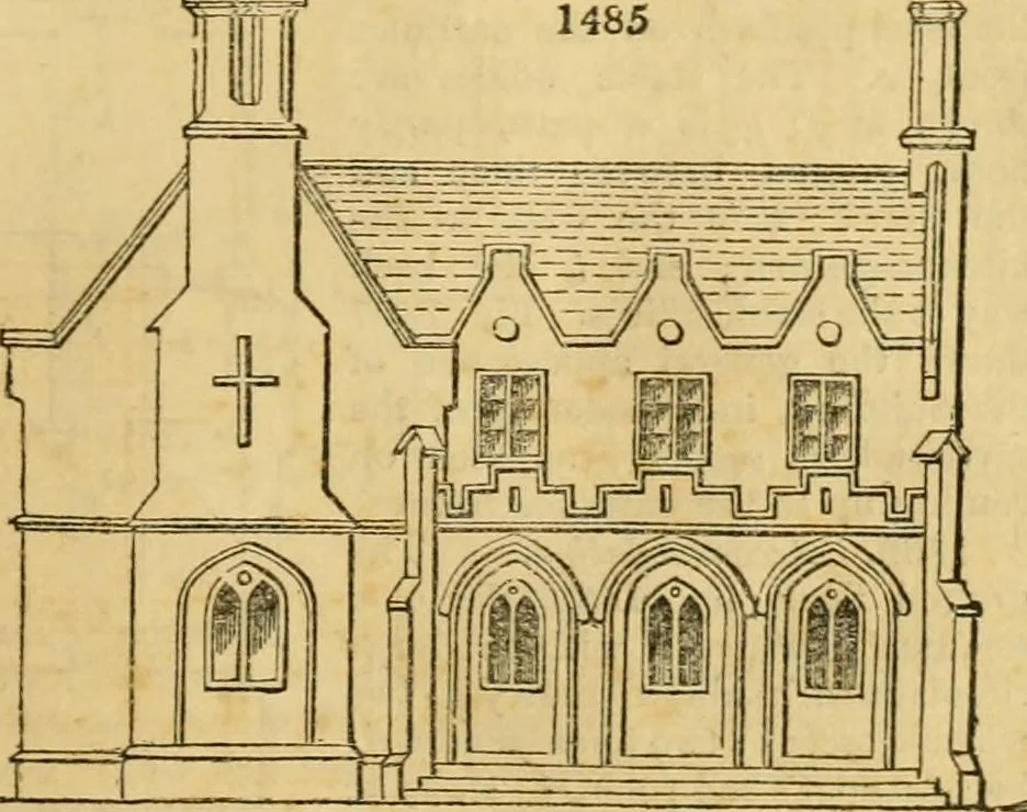 An illustration from An encyclopædia of cottage, farm, and villa architecture and furniture : containing numerous designs for dwellings from the cottage to the villa including farm houses, farmeries, and other agricultural buildings, several designs for country inns, public houses, and parochial schools, with the requisite fittings-up fixtures and furniture ; and appropriate offices, gardens and garden scenery ; each design accompanied by analytical and critical marks illustrative of the principles of archtiectural science and taste on whihc it is composed, 1836, leaf 872
