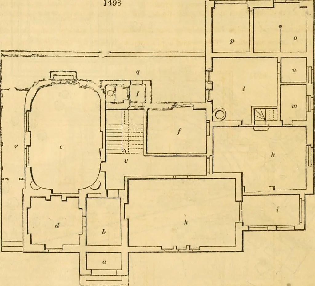 An illustration from An encyclopædia of cottage, farm, and villa architecture and furniture : containing numerous designs for dwellings from the cottage to the villa including farm houses, farmeries, and other agricultural buildings, several designs for country inns, public houses, and parochial schools, with the requisite fittings-up fixtures and furniture ; and appropriate offices, gardens and garden scenery ; each design accompanied by analytical and critical marks illustrative of the principles of archtiectural science and taste on whihc it is composed, 1836, leaf 877