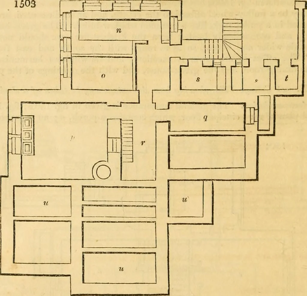 An illustration from An encyclopædia of cottage, farm, and villa architecture and furniture : containing numerous designs for dwellings from the cottage to the villa including farm houses, farmeries, and other agricultural buildings, several designs for country inns, public houses, and parochial schools, with the requisite fittings-up fixtures and furniture ; and appropriate offices, gardens and garden scenery ; each design accompanied by analytical and critical marks illustrative of the principles of archtiectural science and taste on whihc it is composed, 1836, leaf 879