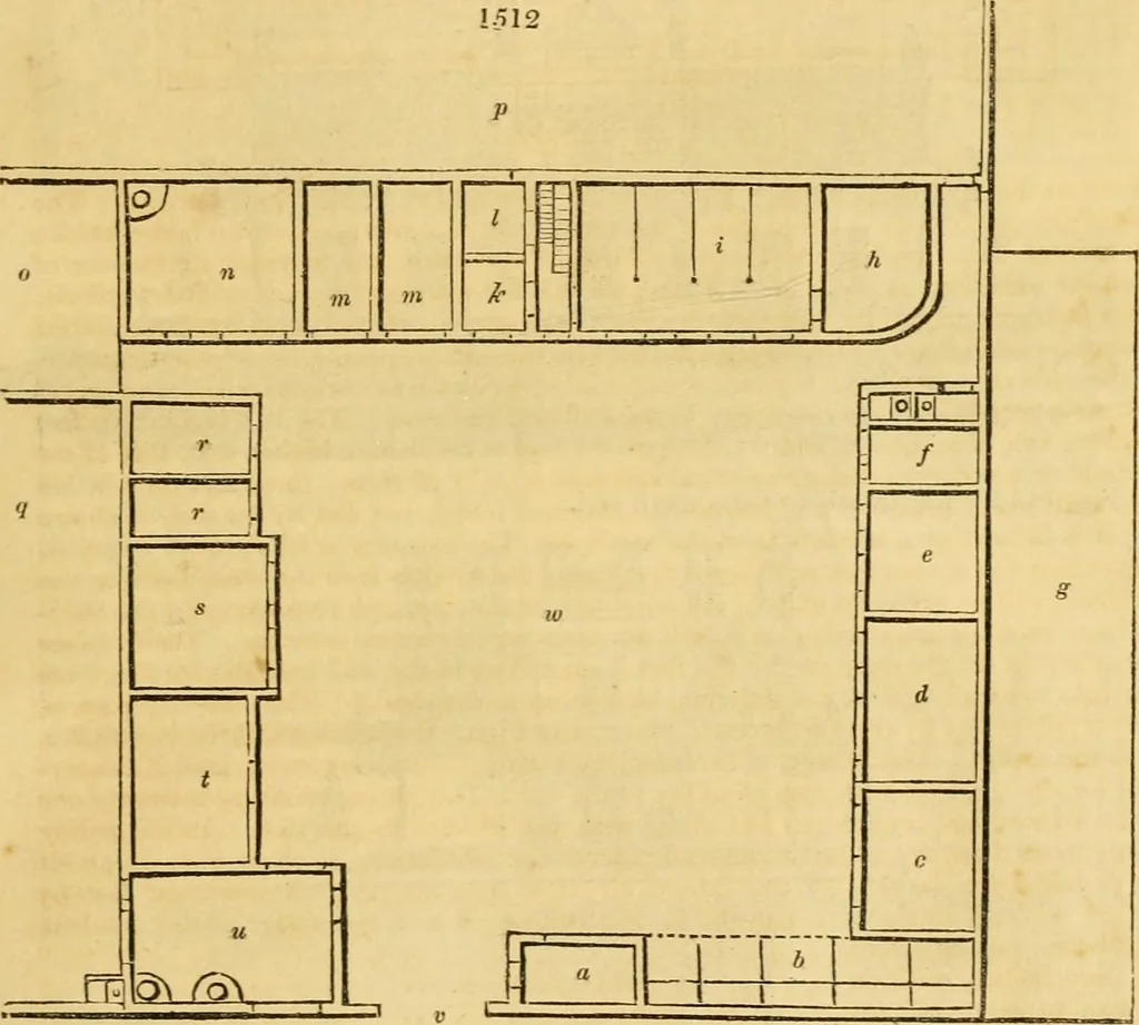 An illustration from An encyclopædia of cottage, farm, and villa architecture and furniture : containing numerous designs for dwellings from the cottage to the villa including farm houses, farmeries, and other agricultural buildings, several designs for country inns, public houses, and parochial schools, with the requisite fittings-up fixtures and furniture ; and appropriate offices, gardens and garden scenery ; each design accompanied by analytical and critical marks illustrative of the principles of archtiectural science and taste on whihc it is composed, 1836, leaf 884
