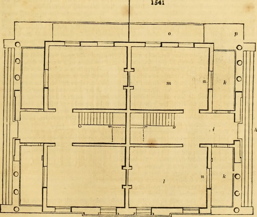 An illustration from An encyclopædia of cottage, farm, and villa architecture and furniture : containing numerous designs for dwellings from the cottage to the villa including farm houses, farmeries, and other agricultural buildings, several designs for country inns, public houses, and parochial schools, with the requisite fittings-up fixtures and furniture ; and appropriate offices, gardens and garden scenery ; each design accompanied by analytical and critical marks illustrative of the principles of archtiectural science and taste on whihc it is composed, 1836, leaf 894