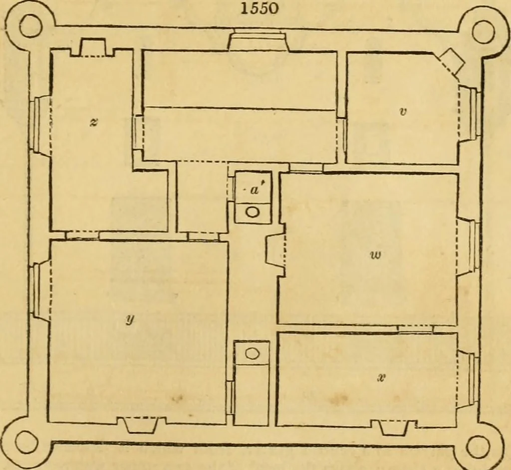 An illustration from An encyclopædia of cottage, farm, and villa architecture and furniture : containing numerous designs for dwellings from the cottage to the villa including farm houses, farmeries, and other agricultural buildings, several designs for country inns, public houses, and parochial schools, with the requisite fittings-up fixtures and furniture ; and appropriate offices, gardens and garden scenery ; each design accompanied by analytical and critical marks illustrative of the principles of archtiectural science and taste on whihc it is composed, 1836, leaf 904