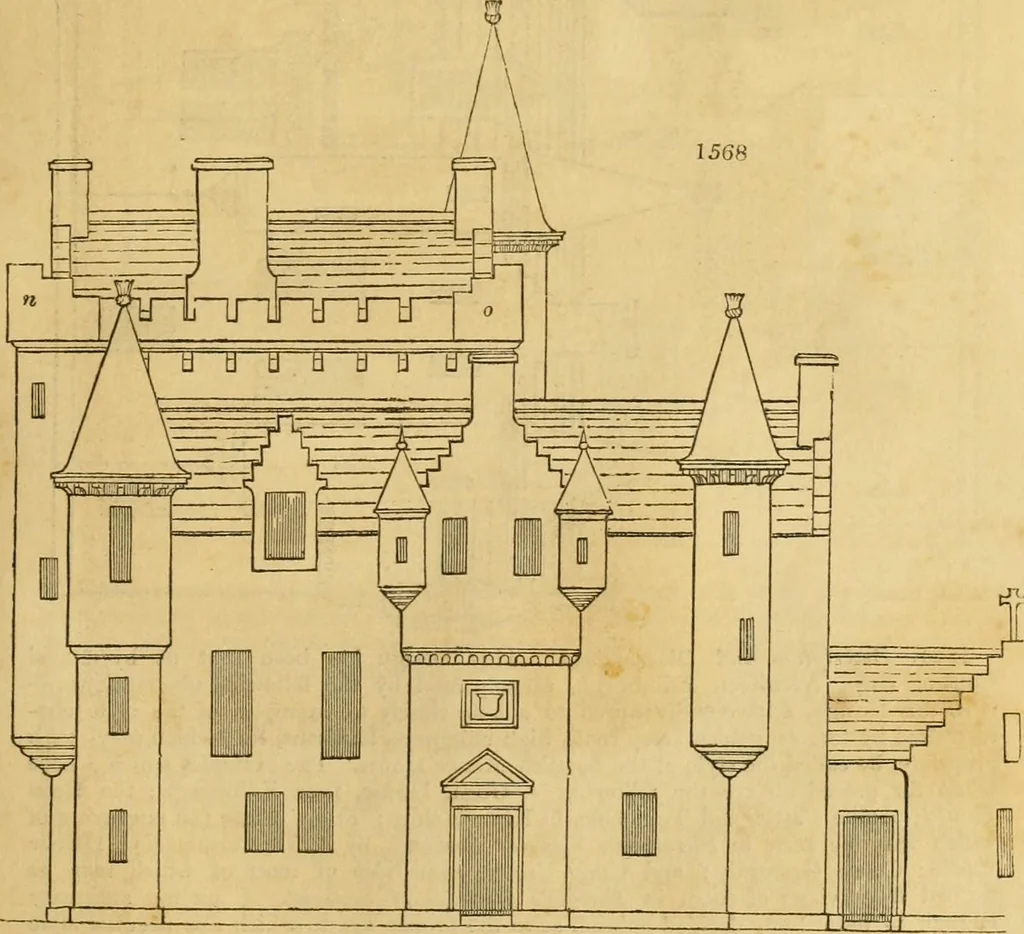 An illustration from An encyclopædia of cottage, farm, and villa architecture and furniture : containing numerous designs for dwellings from the cottage to the villa including farm houses, farmeries, and other agricultural buildings, several designs for country inns, public houses, and parochial schools, with the requisite fittings-up fixtures and furniture ; and appropriate offices, gardens and garden scenery ; each design accompanied by analytical and critical marks illustrative of the principles of archtiectural science and taste on whihc it is composed, 1836, leaf 910