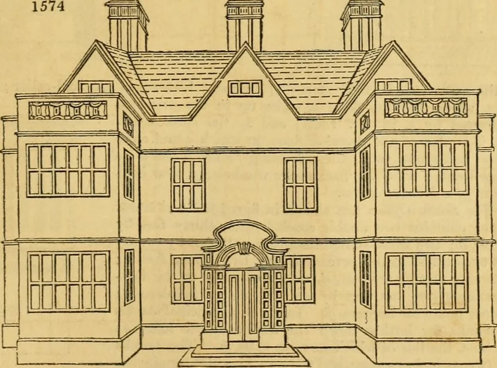 An illustration from An encyclopædia of cottage, farm, and villa architecture and furniture : containing numerous designs for dwellings from the cottage to the villa including farm houses, farmeries, and other agricultural buildings, several designs for country inns, public houses, and parochial schools, with the requisite fittings-up fixtures and furniture ; and appropriate offices, gardens and garden scenery ; each design accompanied by analytical and critical marks illustrative of the principles of archtiectural science and taste on whihc it is composed, 1836, leaf 916