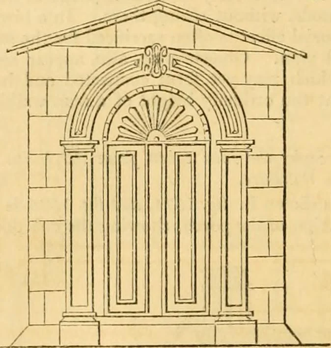 An illustration from An encyclopædia of cottage, farm, and villa architecture and furniture : containing numerous designs for dwellings from the cottage to the villa including farm houses, farmeries, and other agricultural buildings, several designs for country inns, public houses, and parochial schools, with the requisite fittings-up fixtures and furniture ; and appropriate offices, gardens and garden scenery ; each design accompanied by analytical and critical marks illustrative of the principles of archtiectural science and taste on whihc it is composed, 1836, leaf 917