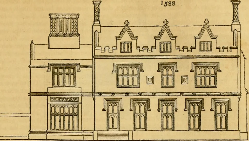 An illustration from An encyclopædia of cottage, farm, and villa architecture and furniture : containing numerous designs for dwellings from the cottage to the villa including farm houses, farmeries, and other agricultural buildings, several designs for country inns, public houses, and parochial schools, with the requisite fittings-up fixtures and furniture ; and appropriate offices, gardens and garden scenery ; each design accompanied by analytical and critical marks illustrative of the principles of archtiectural science and taste on whihc it is composed, 1836, leaf 924