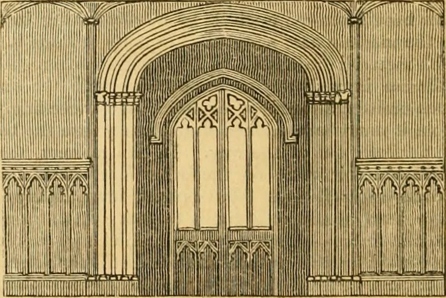 An illustration from An encyclopædia of cottage, farm, and villa architecture and furniture : containing numerous designs for dwellings from the cottage to the villa including farm houses, farmeries, and other agricultural buildings, several designs for country inns, public houses, and parochial schools, with the requisite fittings-up fixtures and furniture ; and appropriate offices, gardens and garden scenery ; each design accompanied by analytical and critical marks illustrative of the principles of archtiectural science and taste on whihc it is composed, 1836, leaf 929