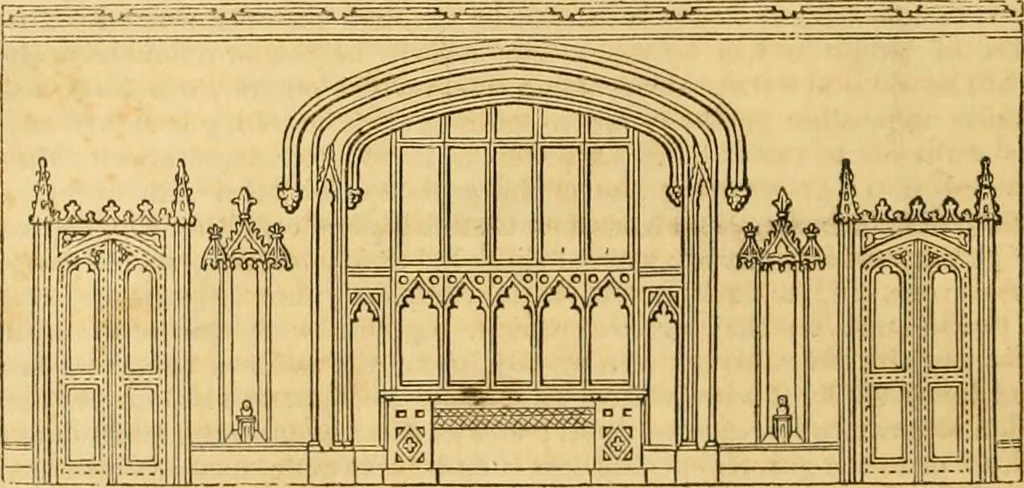 An illustration from An encyclopædia of cottage, farm, and villa architecture and furniture : containing numerous designs for dwellings from the cottage to the villa including farm houses, farmeries, and other agricultural buildings, several designs for country inns, public houses, and parochial schools, with the requisite fittings-up fixtures and furniture ; and appropriate offices, gardens and garden scenery ; each design accompanied by analytical and critical marks illustrative of the principles of archtiectural science and taste on whihc it is composed, 1836, leaf 931