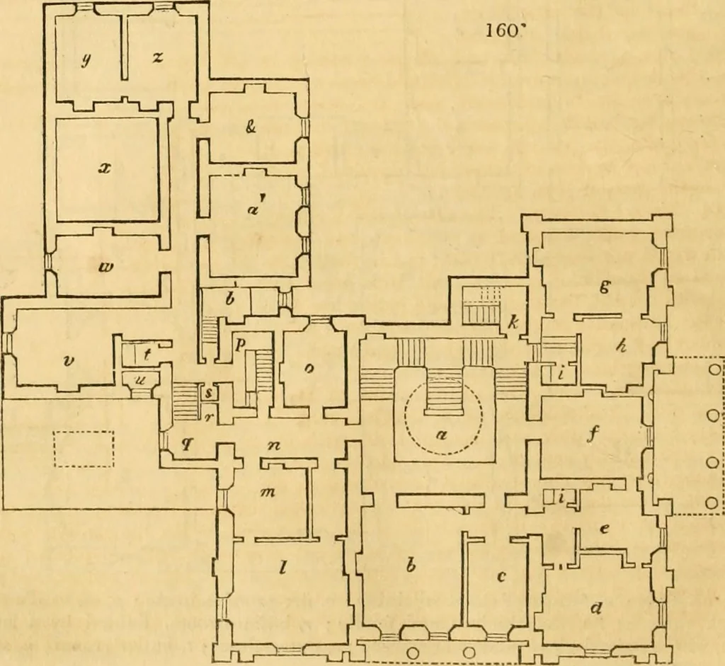 An illustration from An encyclopædia of cottage, farm, and villa architecture and furniture : containing numerous designs for dwellings from the cottage to the villa including farm houses, farmeries, and other agricultural buildings, several designs for country inns, public houses, and parochial schools, with the requisite fittings-up fixtures and furniture ; and appropriate offices, gardens and garden scenery ; each design accompanied by analytical and critical marks illustrative of the principles of archtiectural science and taste on whihc it is composed, 1836, leaf 939