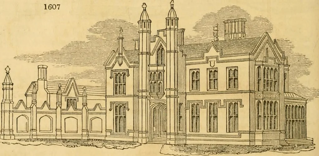 An illustration from An encyclopædia of cottage, farm, and villa architecture and furniture : containing numerous designs for dwellings from the cottage to the villa including farm houses, farmeries, and other agricultural buildings, several designs for country inns, public houses, and parochial schools, with the requisite fittings-up fixtures and furniture ; and appropriate offices, gardens and garden scenery ; each design accompanied by analytical and critical marks illustrative of the principles of archtiectural science and taste on whihc it is composed, 1836, leaf 943