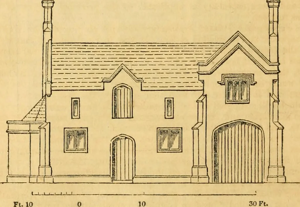An illustration from An encyclopædia of cottage, farm, and villa architecture and furniture : containing numerous designs for dwellings from the cottage to the villa including farm houses, farmeries, and other agricultural buildings, several designs for country inns, public houses, and parochial schools, with the requisite fittings-up fixtures and furniture ; and appropriate offices, gardens and garden scenery ; each design accompanied by analytical and critical marks illustrative of the principles of archtiectural science and taste on whihc it is composed, 1836, leaf 947