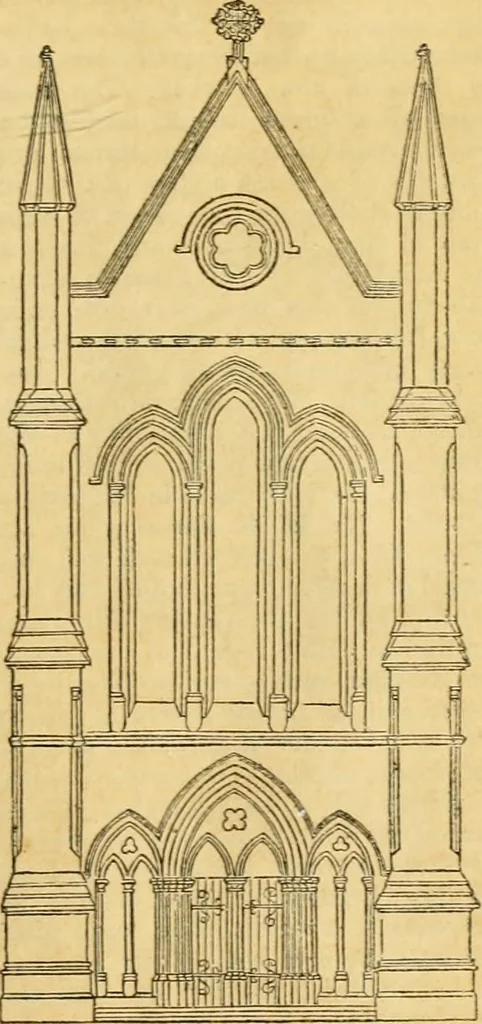 An illustration from An encyclopædia of cottage, farm, and villa architecture and furniture : containing numerous designs for dwellings from the cottage to the villa including farm houses, farmeries, and other agricultural buildings, several designs for country inns, public houses, and parochial schools, with the requisite fittings-up fixtures and furniture ; and appropriate offices, gardens and garden scenery ; each design accompanied by analytical and critical marks illustrative of the principles of archtiectural science and taste on whihc it is composed, 1836, leaf 952