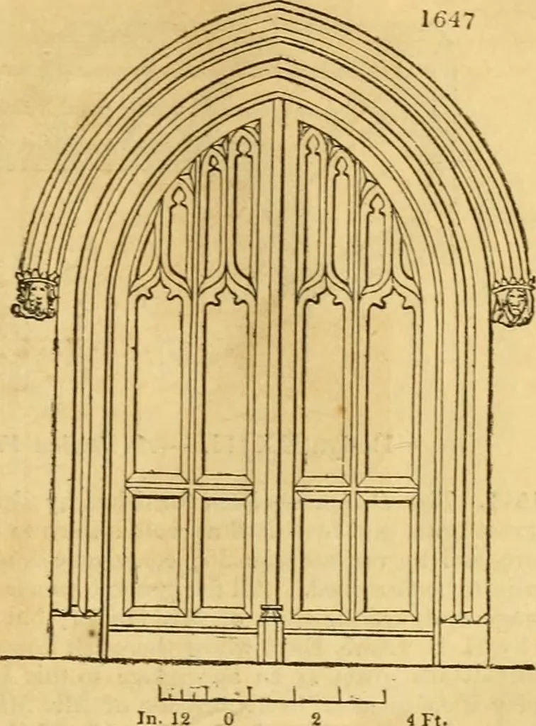 An illustration from An encyclopædia of cottage, farm, and villa architecture and furniture : containing numerous designs for dwellings from the cottage to the villa including farm houses, farmeries, and other agricultural buildings, several designs for country inns, public houses, and parochial schools, with the requisite fittings-up fixtures and furniture ; and appropriate offices, gardens and garden scenery ; each design accompanied by analytical and critical marks illustrative of the principles of archtiectural science and taste on whihc it is composed, 1836, leaf 968