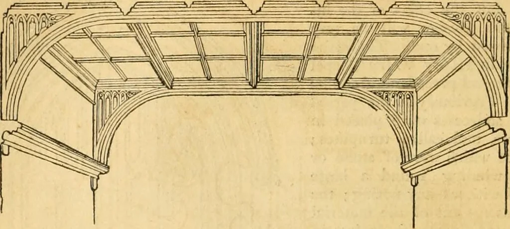 An illustration from An encyclopædia of cottage, farm, and villa architecture and furniture : containing numerous designs for dwellings from the cottage to the villa including farm houses, farmeries, and other agricultural buildings, several designs for country inns, public houses, and parochial schools, with the requisite fittings-up fixtures and furniture ; and appropriate offices, gardens and garden scenery ; each design accompanied by analytical and critical marks illustrative of the principles of archtiectural science and taste on whihc it is composed, 1836, leaf 969
