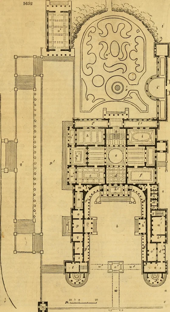 An illustration from An encyclopædia of cottage, farm, and villa architecture and furniture : containing numerous designs for dwellings from the cottage to the villa including farm houses, farmeries, and other agricultural buildings, several designs for country inns, public houses, and parochial schools, with the requisite fittings-up fixtures and furniture ; and appropriate offices, gardens and garden scenery ; each design accompanied by analytical and critical marks illustrative of the principles of archtiectural science and taste on whihc it is composed, 1836, leaf 970