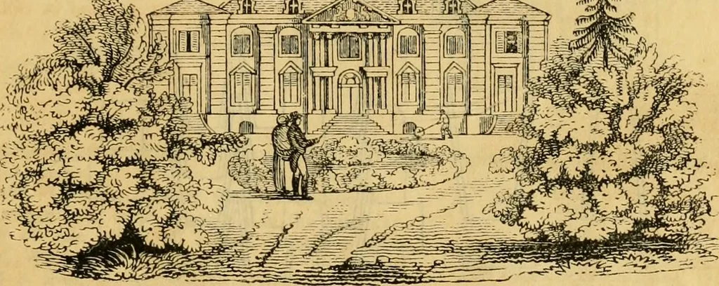 An illustration from An encyclopædia of cottage, farm, and villa architecture and furniture : containing numerous designs for dwellings from the cottage to the villa including farm houses, farmeries, and other agricultural buildings, several designs for country inns, public houses, and parochial schools, with the requisite fittings-up fixtures and furniture ; and appropriate offices, gardens and garden scenery ; each design accompanied by analytical and critical marks illustrative of the principles of archtiectural science and taste on whihc it is composed, 1836, leaf 978