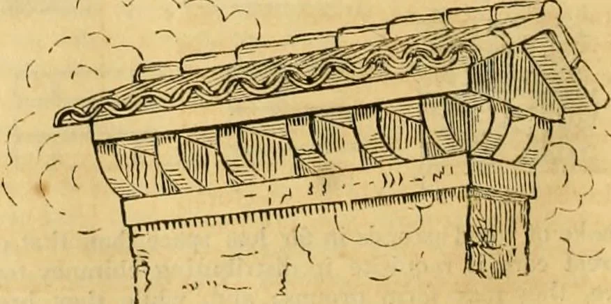 An illustration from An encyclopædia of cottage, farm, and villa architecture and furniture : containing numerous designs for dwellings from the cottage to the villa including farm houses, farmeries, and other agricultural buildings, several designs for country inns, public houses, and parochial schools, with the requisite fittings-up fixtures and furniture ; and appropriate offices, gardens and garden scenery ; each design accompanied by analytical and critical marks illustrative of the principles of archtiectural science and taste on whihc it is composed, 1836, leaf 981