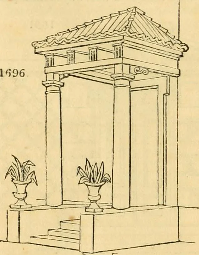 An illustration from An encyclopædia of cottage, farm, and villa architecture and furniture : containing numerous designs for dwellings from the cottage to the villa including farm houses, farmeries, and other agricultural buildings, several designs for country inns, public houses, and parochial schools, with the requisite fittings-up fixtures and furniture ; and appropriate offices, gardens and garden scenery ; each design accompanied by analytical and critical marks illustrative of the principles of archtiectural science and taste on whihc it is composed, 1836, leaf 985