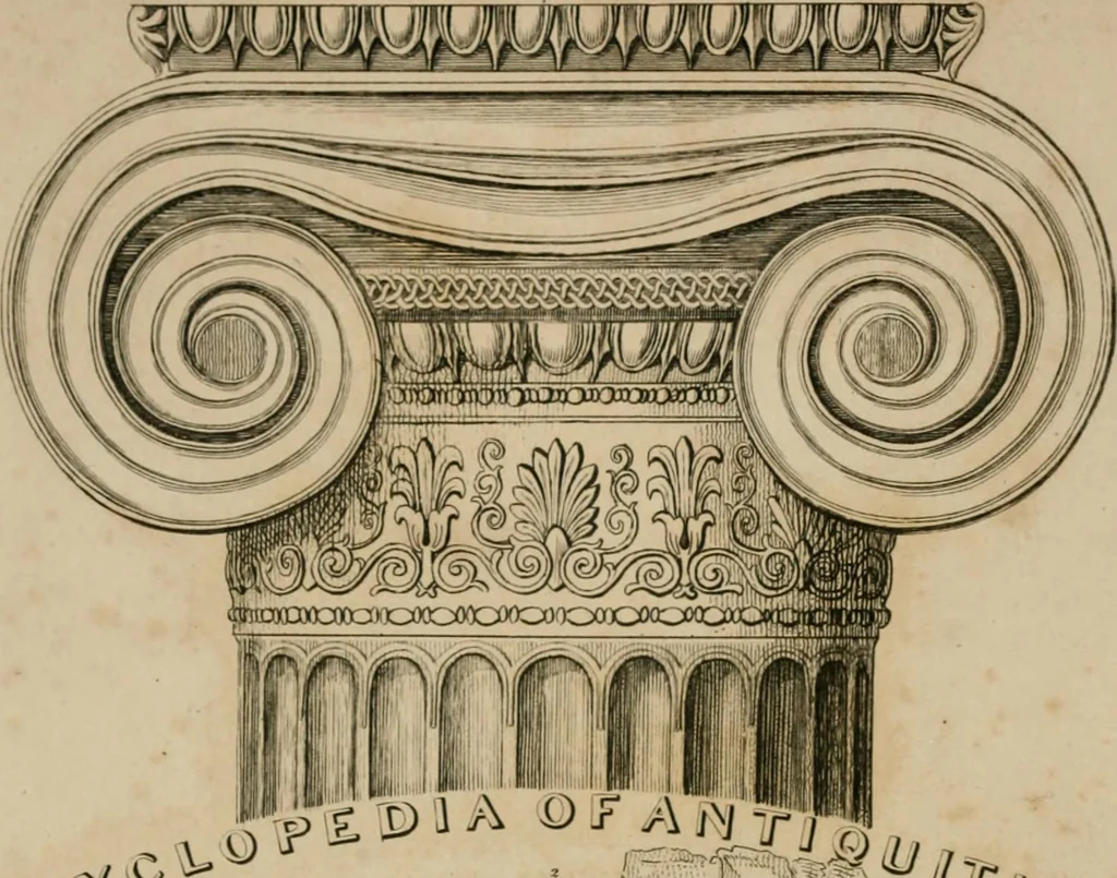 An illustration from Encyclopedia of antiquities : and elements of archaeology, classical and mediæval, 1843, leaf 8