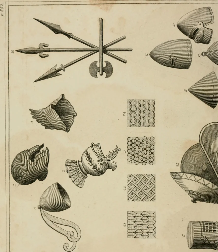 An illustration from Encyclopedia of antiquities : and elements of archaeology, classical and mediæval, 1843, leaf 344