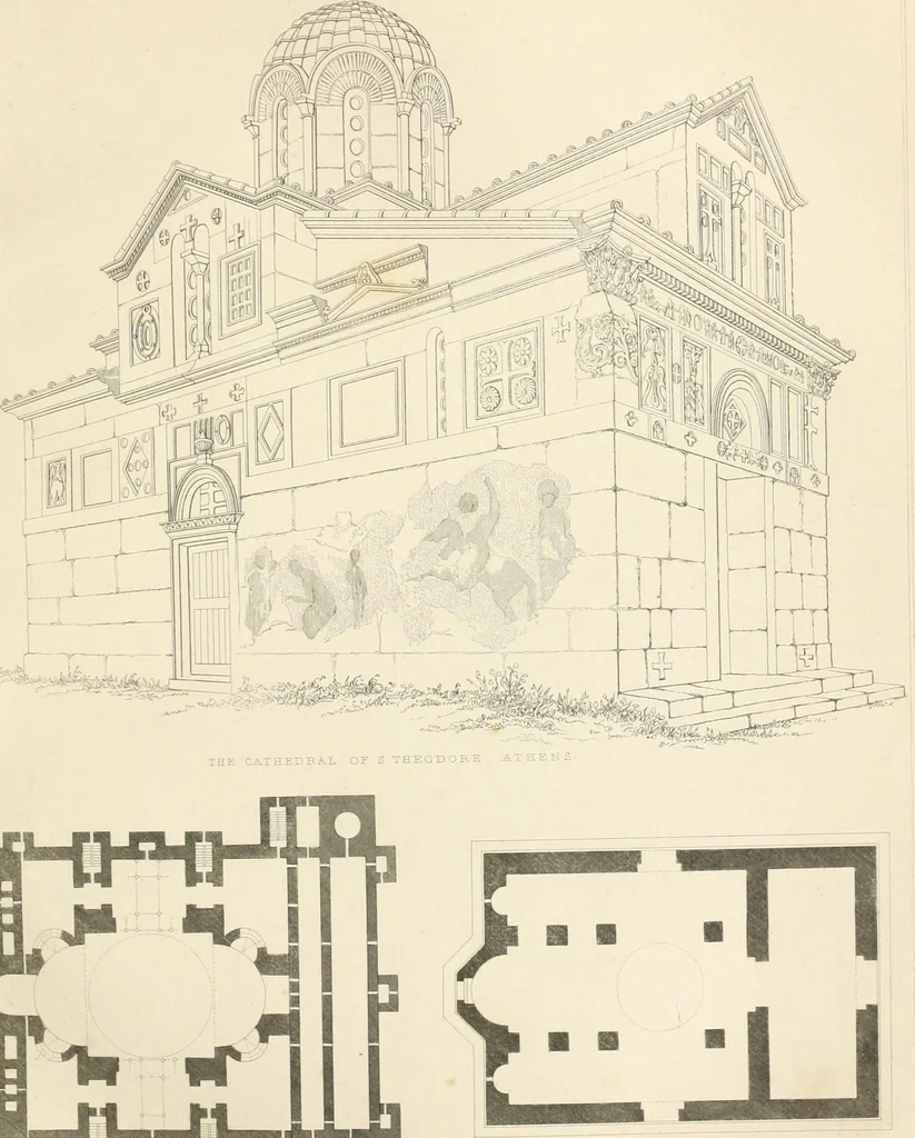 An illustration from Encyclopedia of architecture : a dictionary of the science and practice of architecture, building, carpentry, etc., from the earliest ages to the present time, forming a comprehensive work of reference for the use of architects, builders, carpenters, masons, engineers, students, professional men, and amateurs, 1852, leaf 110