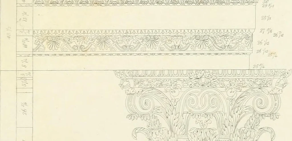 An illustration from Encyclopedia of architecture : a dictionary of the science and practice of architecture, building, carpentry, etc., from the earliest ages to the present time, forming a comprehensive work of reference for the use of architects, builders, carpenters, masons, engineers, students, professional men, and amateurs, 1852, leaf 310