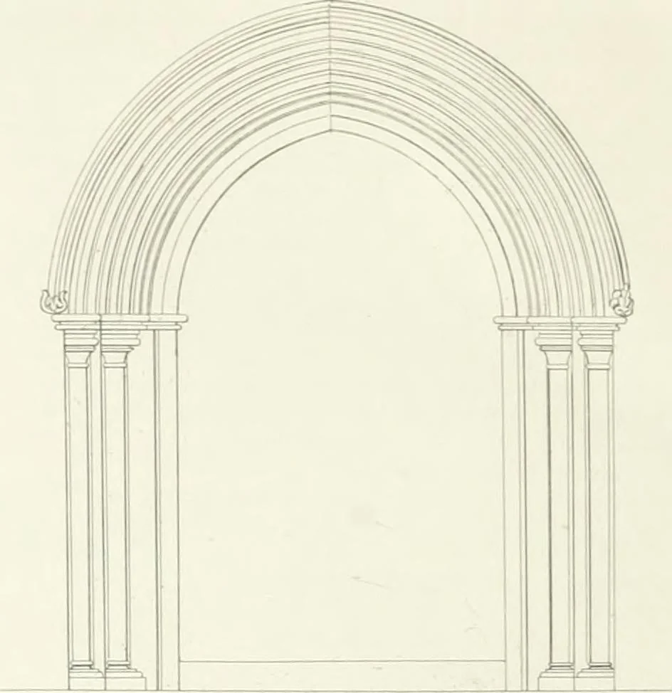 An illustration from Encyclopedia of architecture : a dictionary of the science and practice of architecture, building, carpentry, etc., from the earliest ages to the present time, forming a comprehensive work of reference for the use of architects, builders, carpenters, masons, engineers, students, professional men, and amateurs, 1852, leaf 41