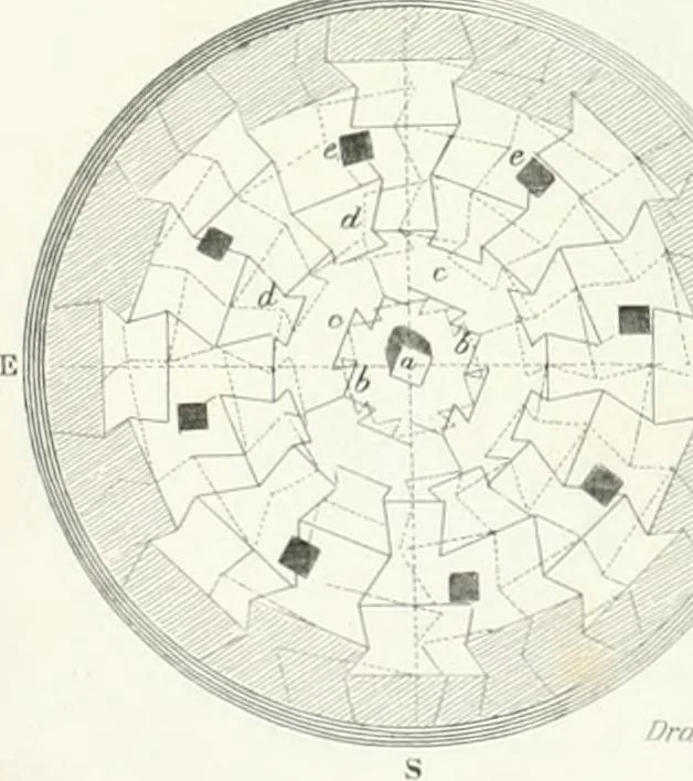 An illustration from Encyclopedia of architecture : a dictionary of the science and practice of architecture, building, carpentry, etc., from the earliest ages to the present time, forming a comprehensive work of reference for the use of architects, builders, carpenters, masons, engineers, students, professional men, and amateurs, 1852, leaf 493