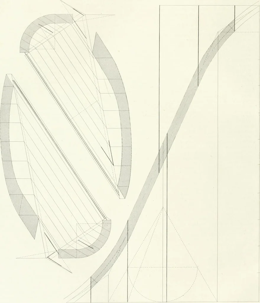 An illustration from Encyclopedia of architecture : a dictionary of the science and practice of architecture, building, carpentry, etc., from the earliest ages to the present time, forming a comprehensive work of reference for the use of architects, builders, carpenters, masons, engineers, students, professional men, and amateurs, 1852, leaf 705