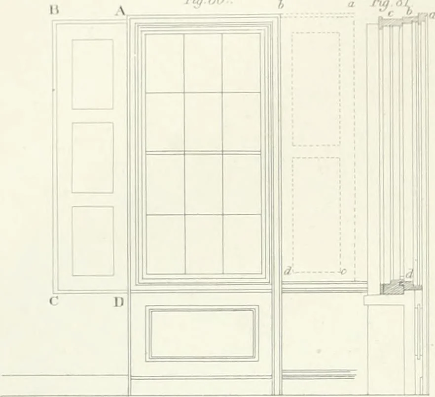 An illustration from Encyclopedia of architecture : a dictionary of the science and practice of architecture, building, carpentry, etc., from the earliest ages to the present time, forming a comprehensive work of reference for the use of architects, builders, carpenters, masons, engineers, students, professional men, and amateurs, 1852, leaf 120