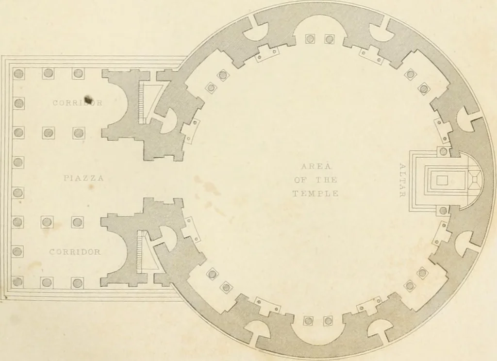 An illustration from Encyclopedia of architecture : a dictionary of the science and practice of architecture, building, carpentry, etc., from the earliest ages to the present time, forming a comprehensive work of reference for the use of architects, builders, carpenters, masons, engineers, students, professional men, and amateurs, 1852, leaf 385