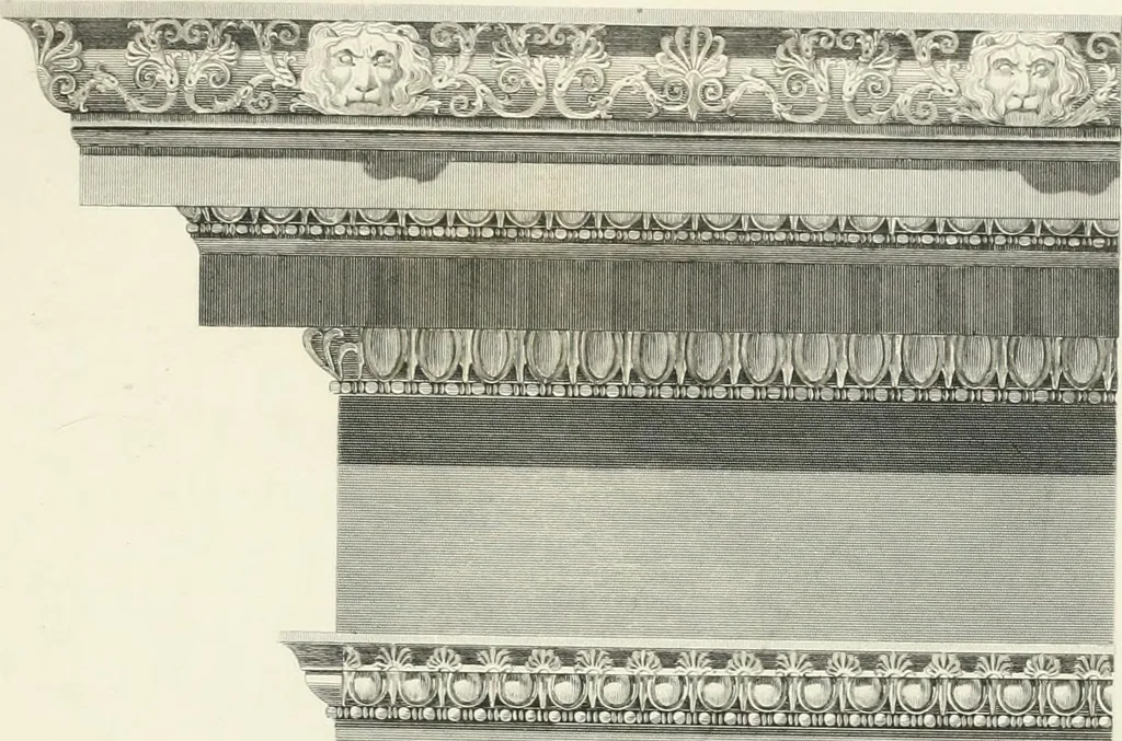 An illustration from Encyclopedia of architecture : a dictionary of the science and practice of architecture, building, carpentry, etc., from the earliest ages to the present time, forming a comprehensive work of reference for the use of architects, builders, carpenters, masons, engineers, students, professional men, and amateurs, 1852, leaf 41