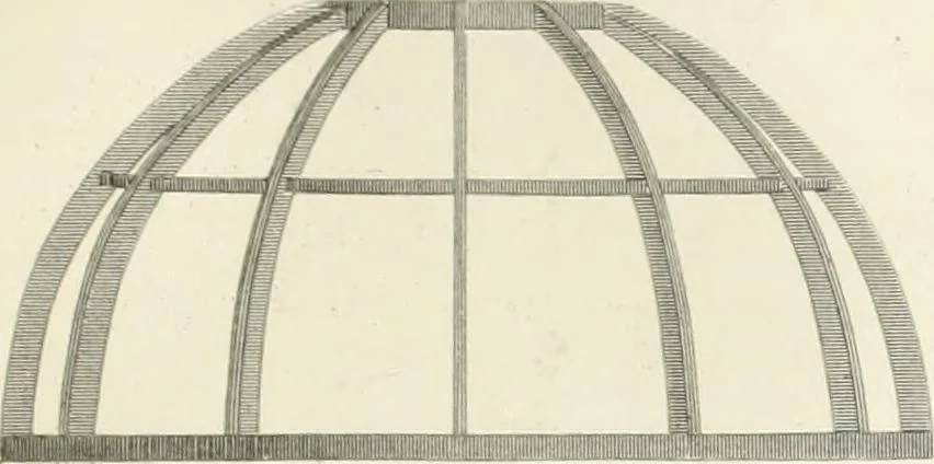 An illustration from Encyclopedia of architecture : a dictionary of the science and practice of architecture, building, carpentry, etc., from the earliest ages to the present time, forming a comprehensive work of reference for the use of architects, builders, carpenters, masons, engineers, students, professional men, and amateurs, 1852, leaf 591