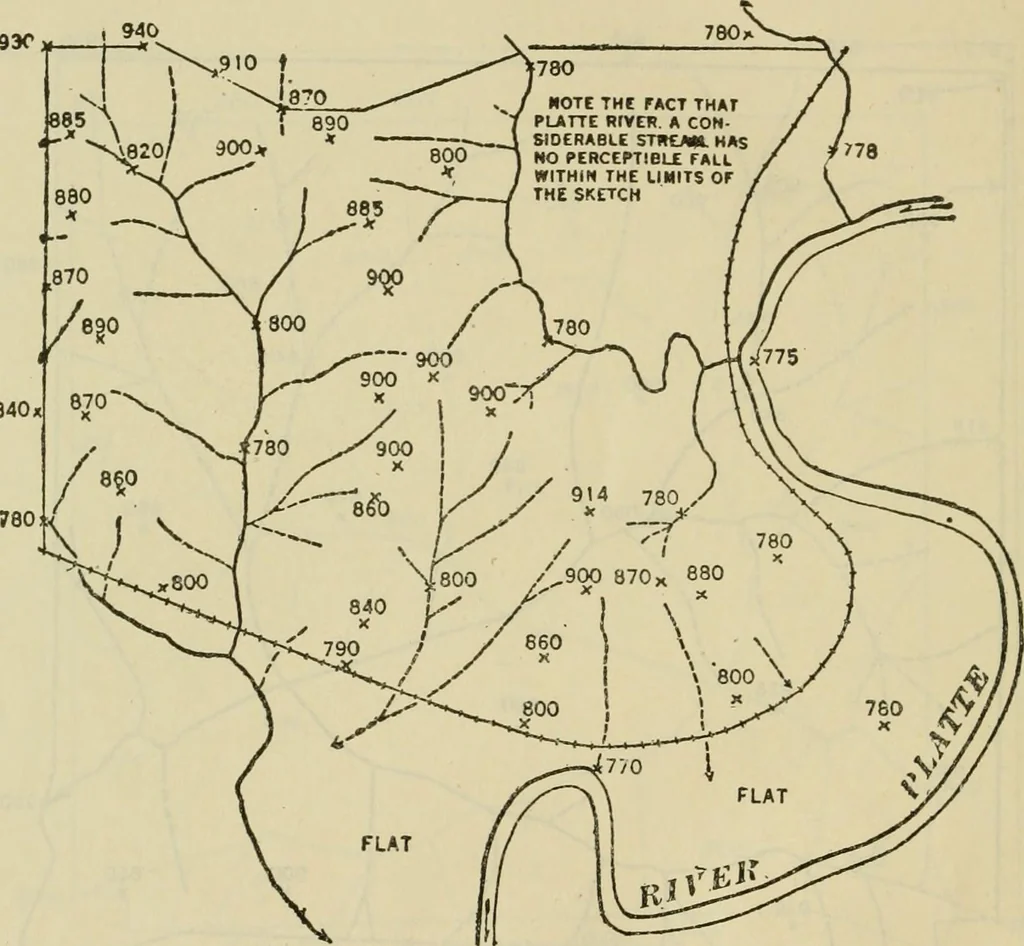 An illustration from Engineer course in topography, 1922, leaf 158