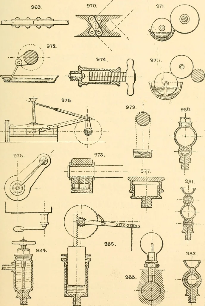 An illustration from The engineer's sketch-book of mechanical movements, devices, appliances, contrivances and details employed in the design and construction of machinery for every purpose;, 1902, leaf 127