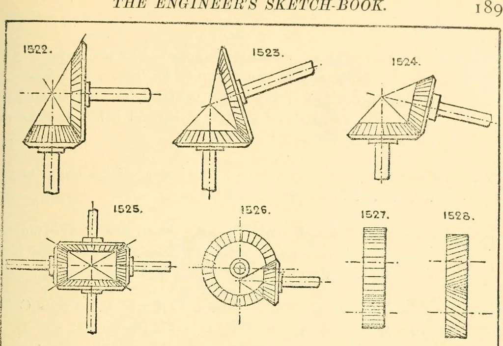 An illustration from The engineer's sketch-book of mechanical movements, devices, appliances, contrivances and details employed in the design and construction of machinery for every purpose;, 1902, leaf 195