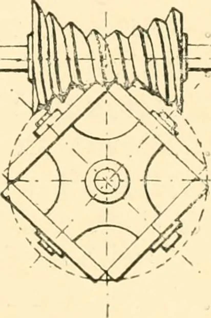 An illustration from The engineer's sketch-book of mechanical movements, devices, appliances, contrivances and details employed in the design and construction of machinery for every purpose;, 1902, leaf 197