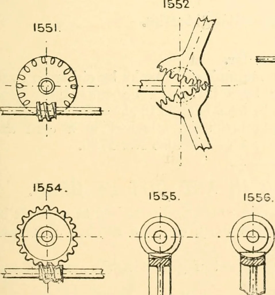 An illustration from The engineer's sketch-book of mechanical movements, devices, appliances, contrivances and details employed in the design and construction of machinery for every purpose;, 1902, leaf 197