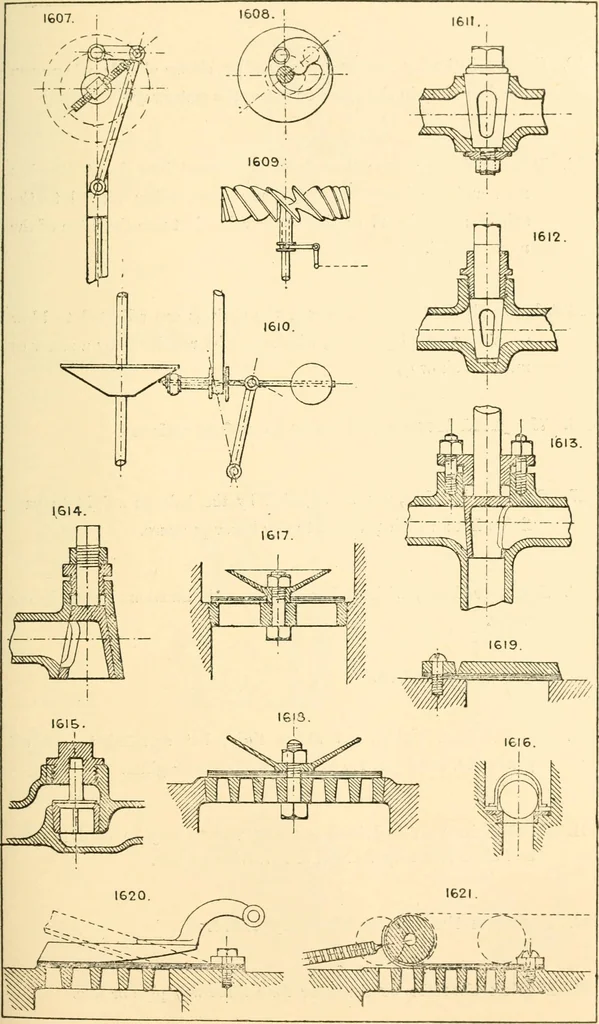 An illustration from The engineer's sketch-book of mechanical movements, devices, appliances, contrivances and details employed in the design and construction of machinery for every purpose;, 1902, leaf 205